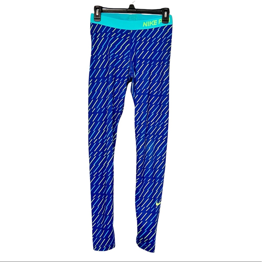 Nike pro running tights blue teal and green